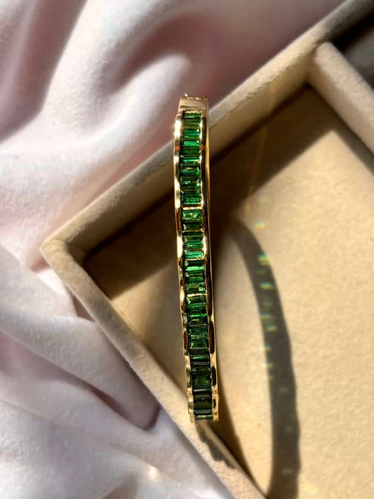 Emerald Green Premium Bracelet Bangle - Gold