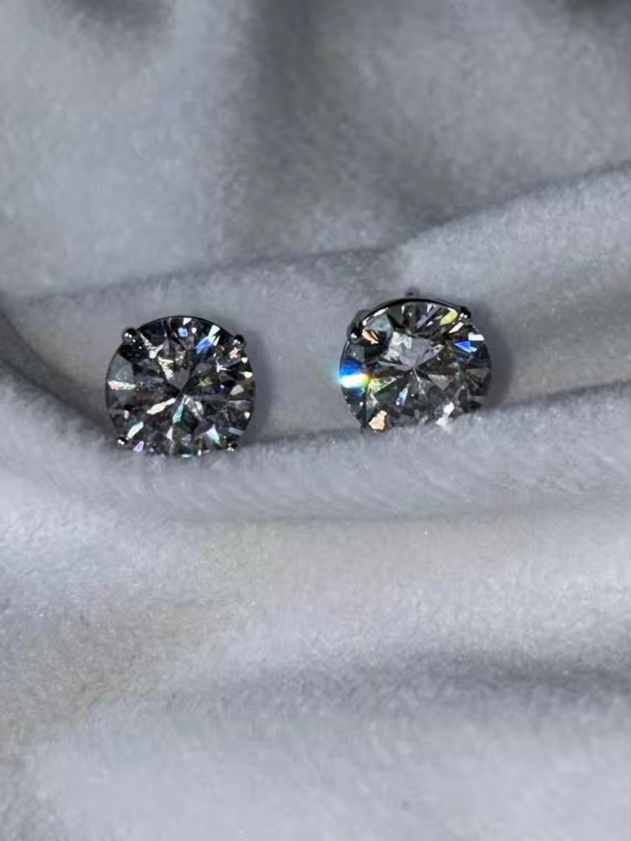 Diamond Studs Earrings Studs - Silver Plated