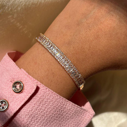 Loaded Diamonds Bracelet Tennis Bangle - 18k Gold Plated