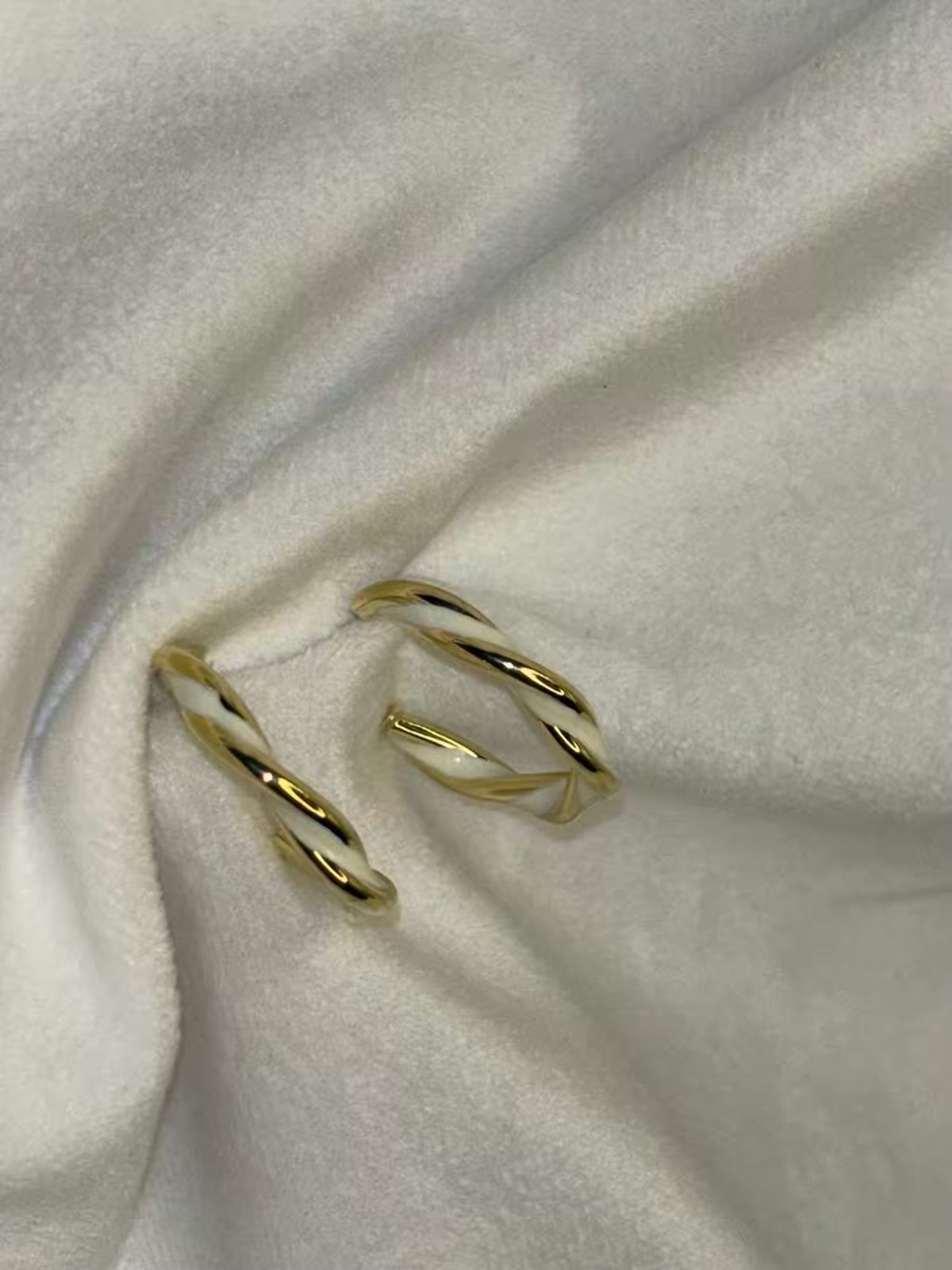 Gold Hoops White Earrings Studs - Gold Plated