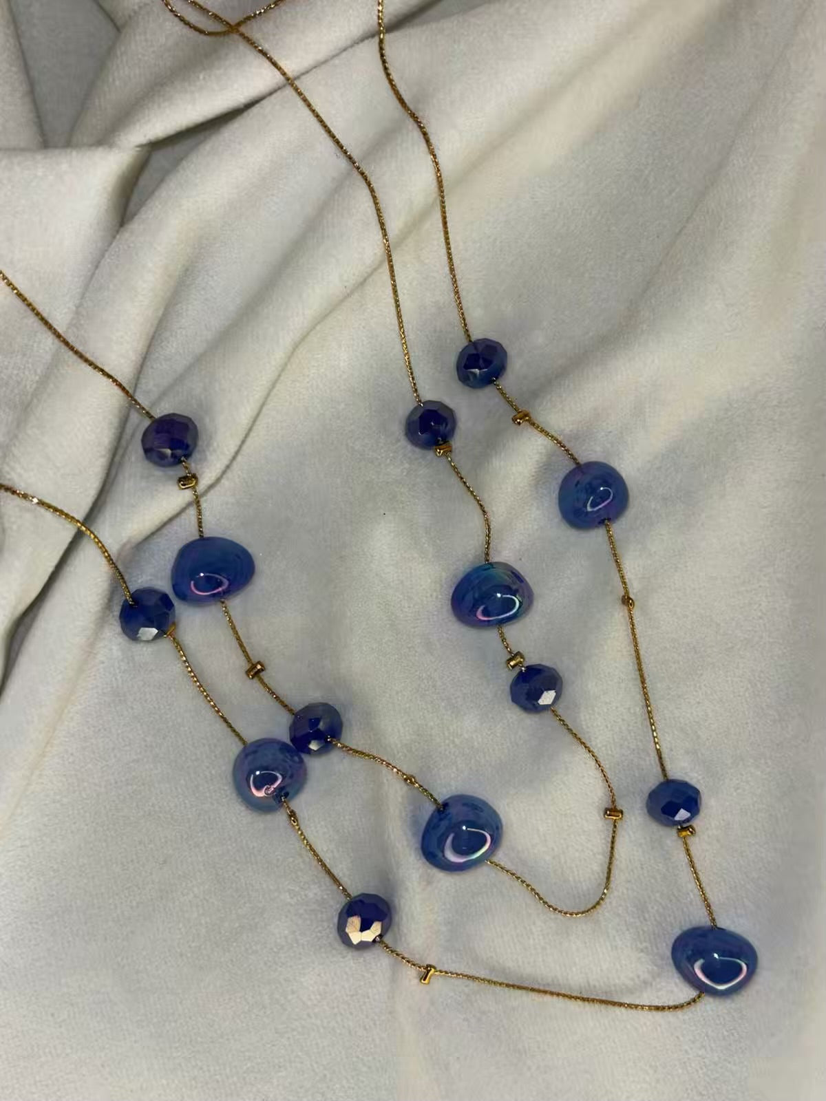 Blue Pearly Premium Layered Necklace