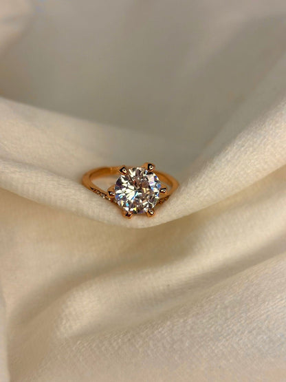 Round V Solitaire Ring( Rose Gold )Adjustable