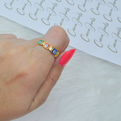 Colourful Evil Eye Ring Band