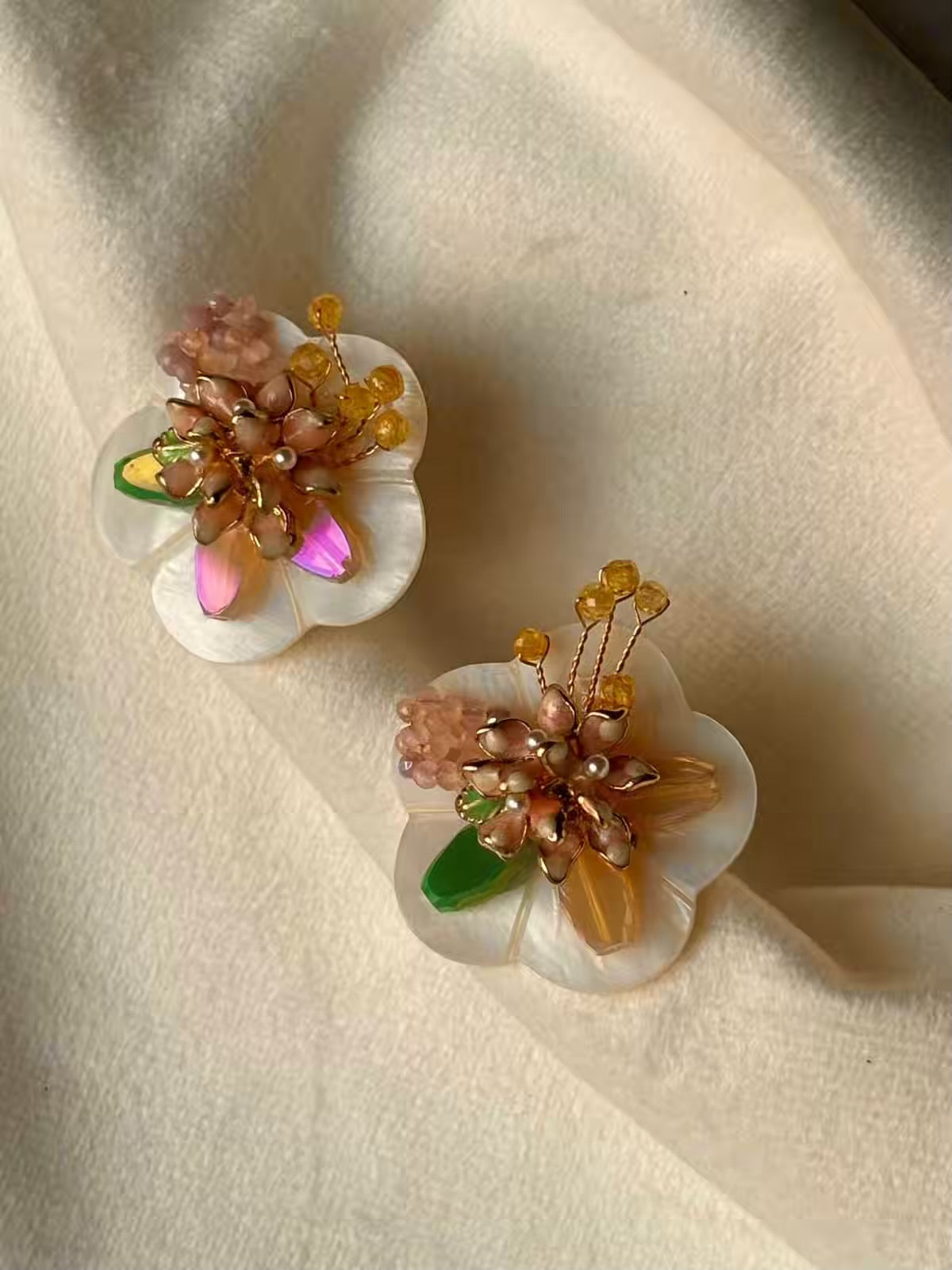 Delicate Flower Earrings Studs - Gold Plated