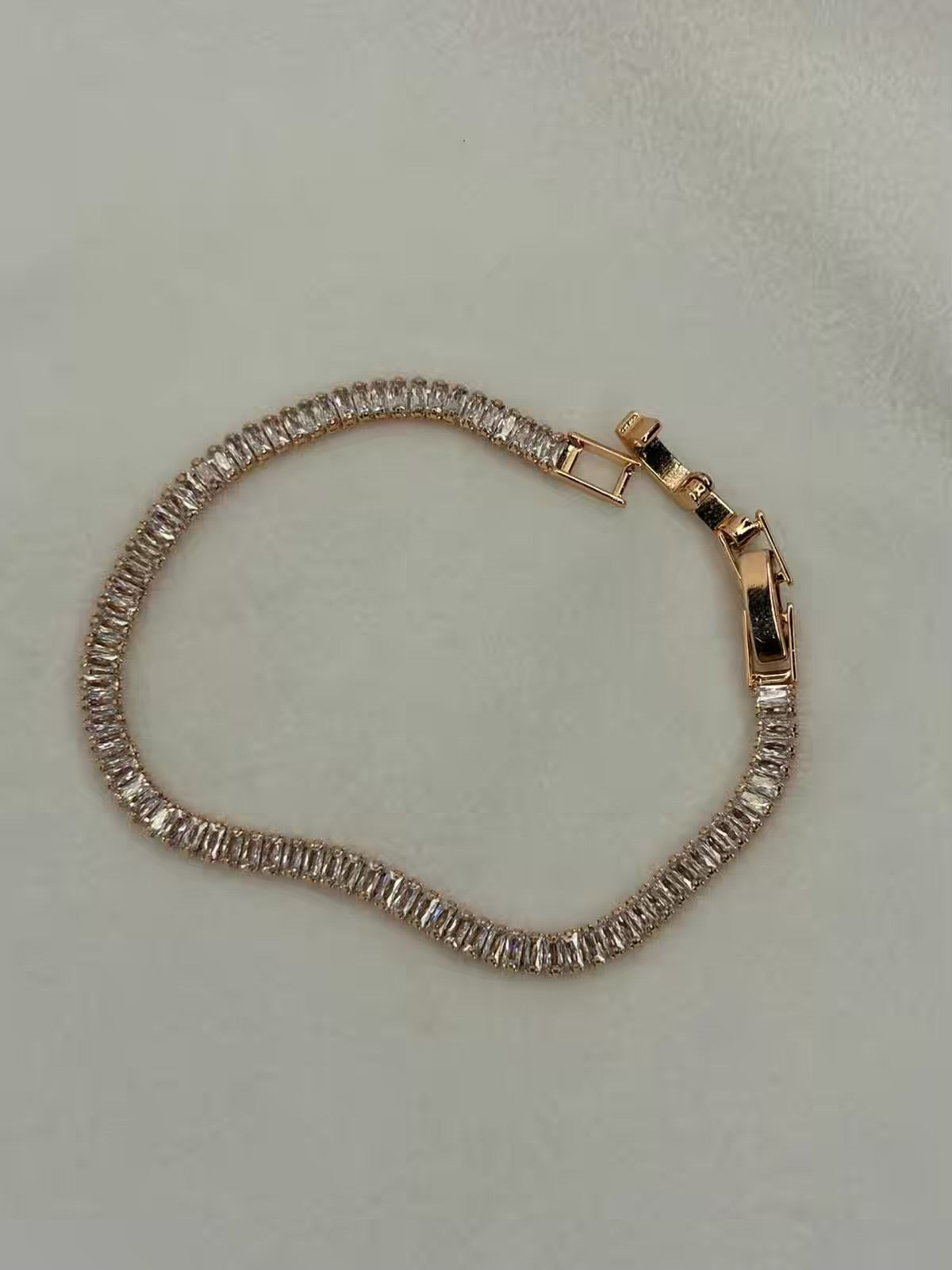 Single Line Solitaire Diamonds Tennis Bracelet - Rose Gold ( Unisex )