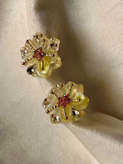 Lemon Floral Studs Earrings Studs - Gold Plated