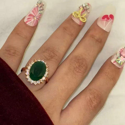 Green Emerald Dome Ring