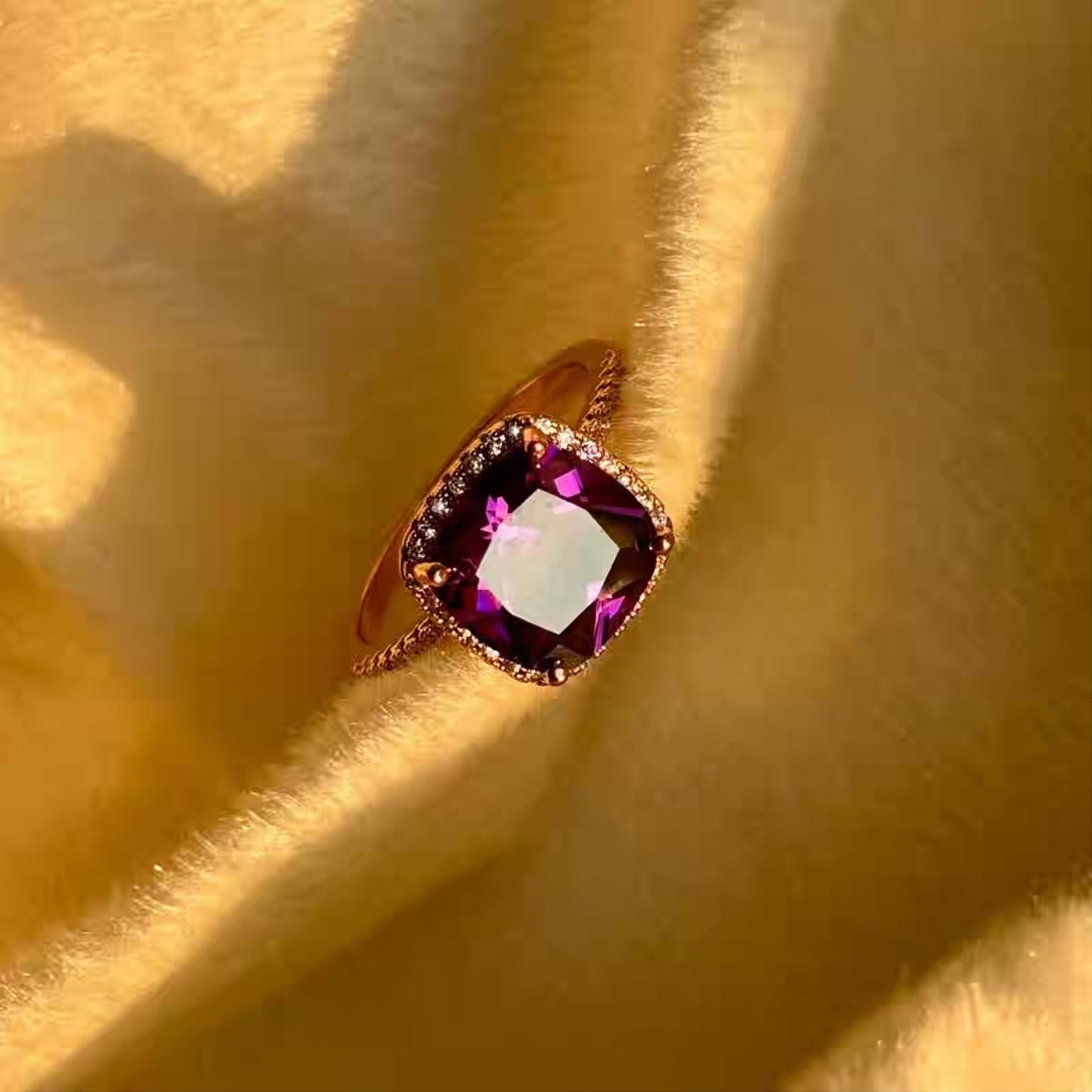 Amethyst Purple /Studded Ring ( Rose Gold)