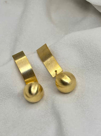 Matte Ball Earrings Studs - Gold Plated