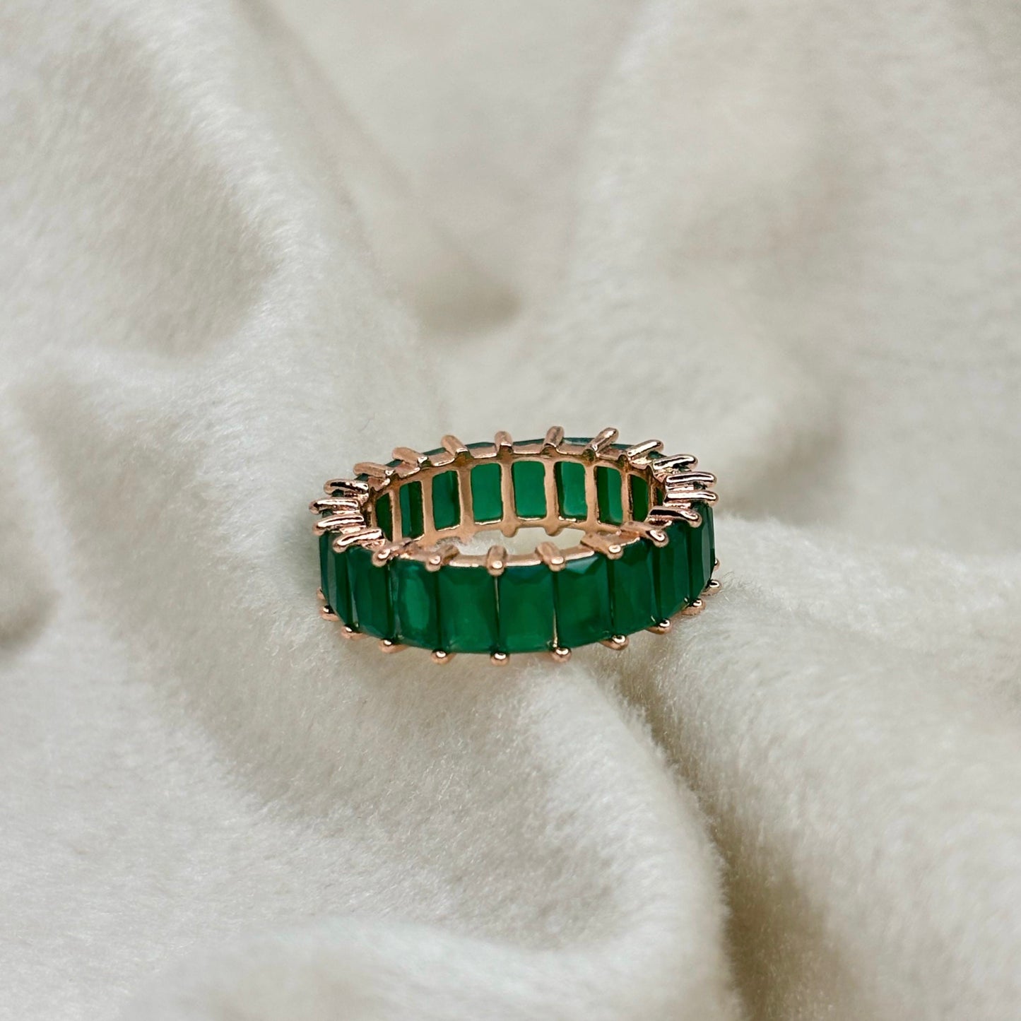 Green Emerald Tennis Ring