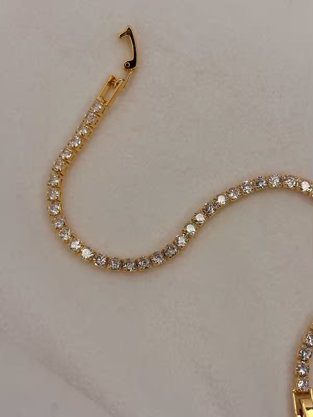 Shining Solitaire Diamonds Tennis Bracelet - Gold Colour ( Unisex )