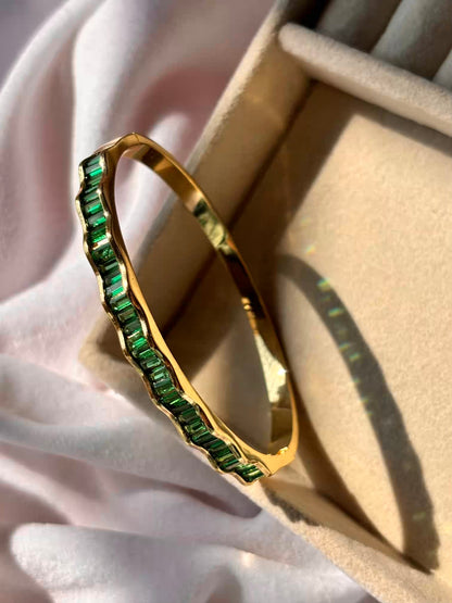 Emerald Green Premium Bracelet Bangle - Gold