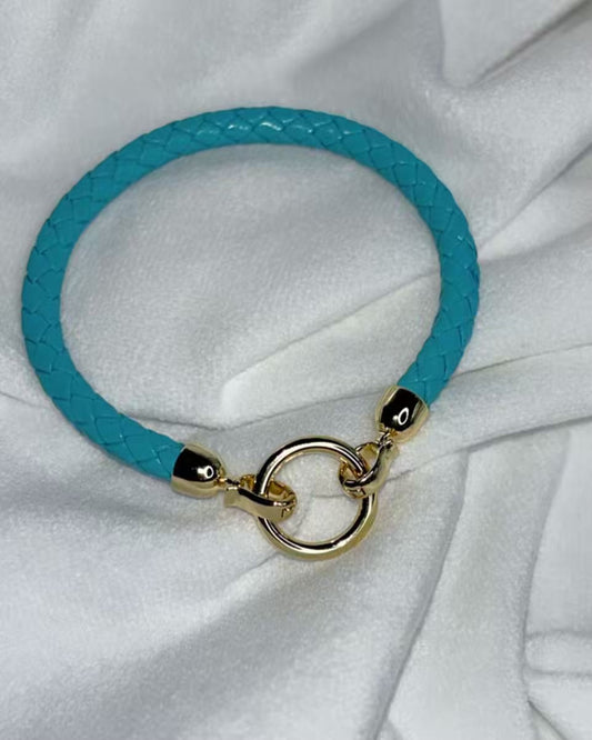 Bright Blue Belt Vegan Leather Bracelet