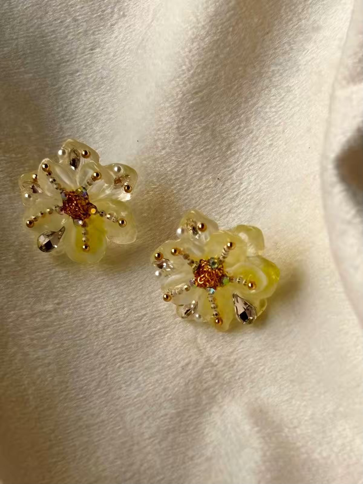 Lemon Floral Studs Earrings Studs - Gold Plated