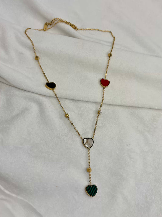 Loaded Hearts Necklace( Gold Plated )