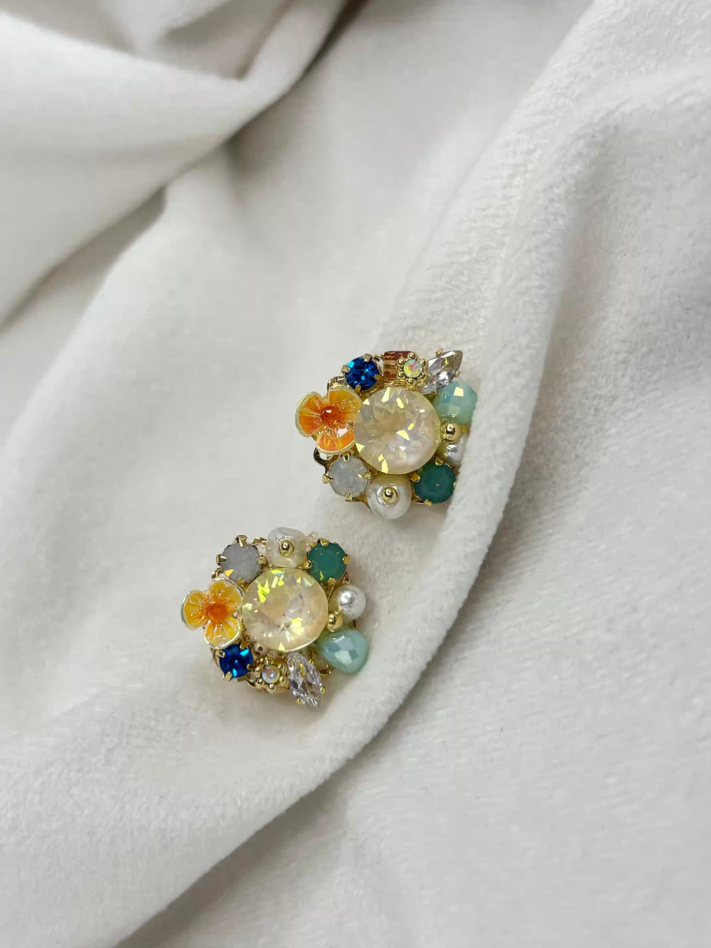 Colourful Premium Earrings Studs - Gold Plated