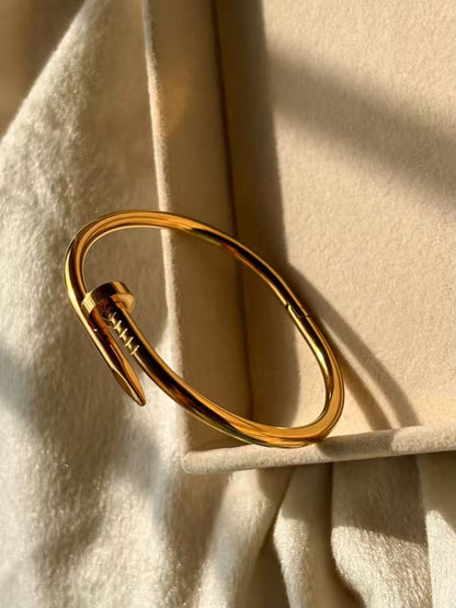 Nail Bracelet Bangle - 22k Gold Plated