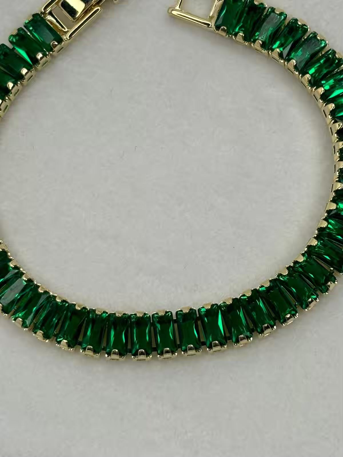 Emerald Green Diamonds Tennis Bracelet - ( Unisex )