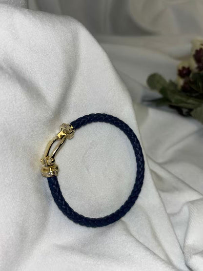 Navy Blue Belt Leather Bracelet