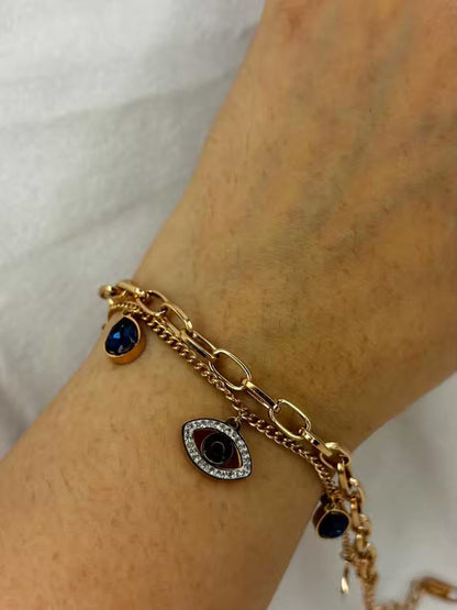 Blue Evil Eye Rose Gold Bracelet