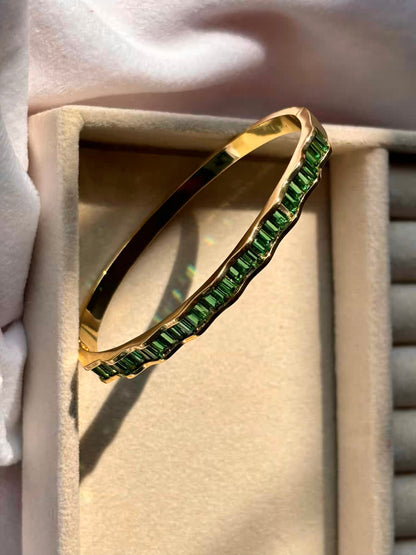 Emerald Green Premium Bracelet Bangle - Gold