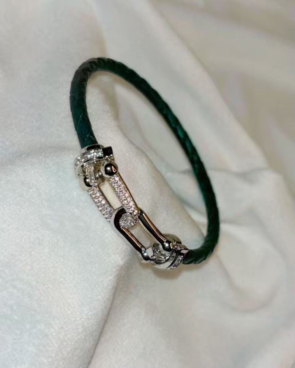 Green Belt Leather Bracelet