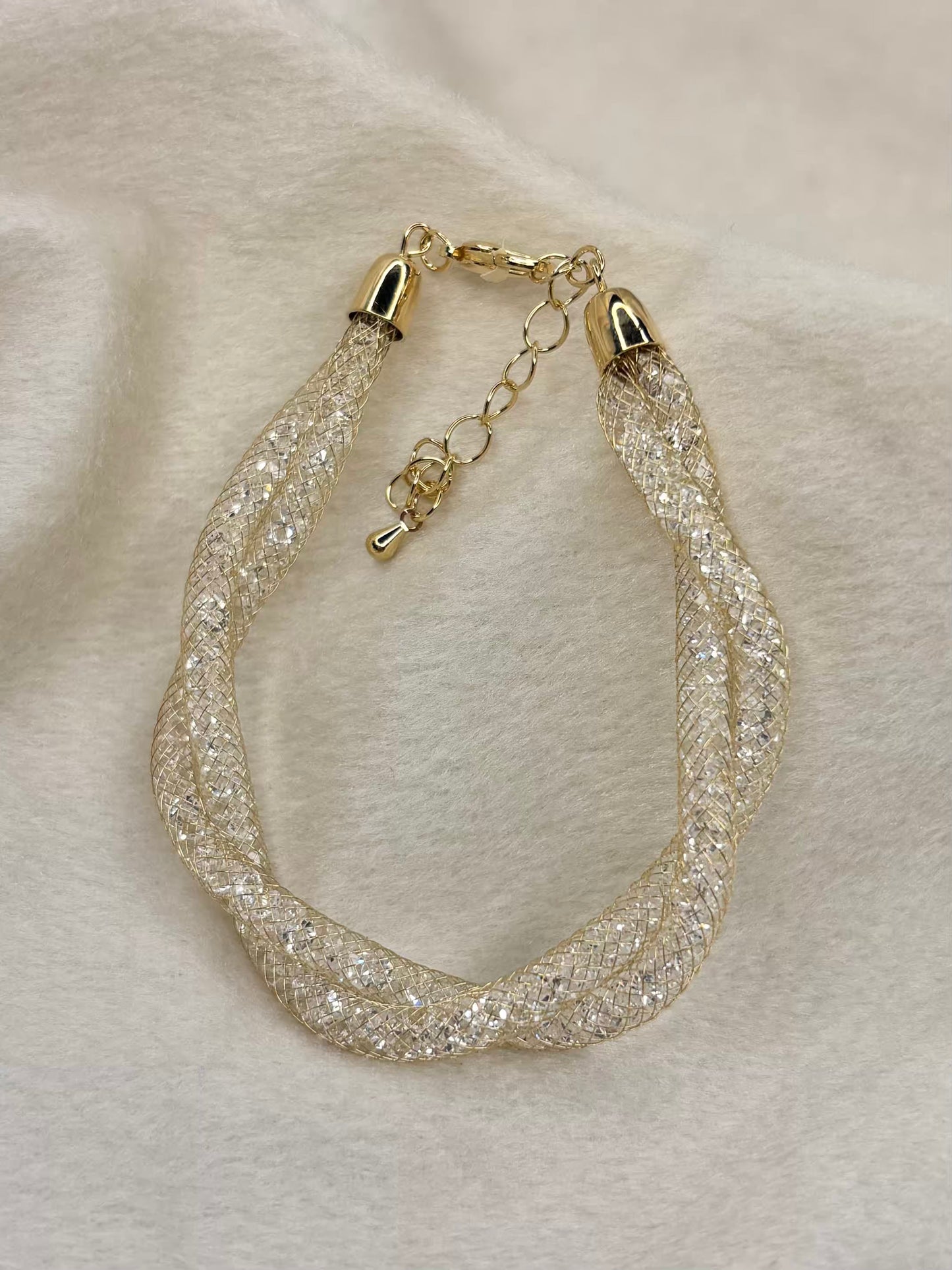 Loaded Diamonds Wired Net Bracelet Twisted - Gold Plated