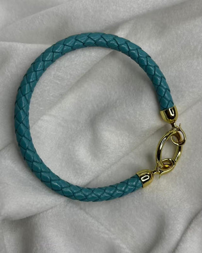 Bright Blue Belt Vegan Leather Bracelet