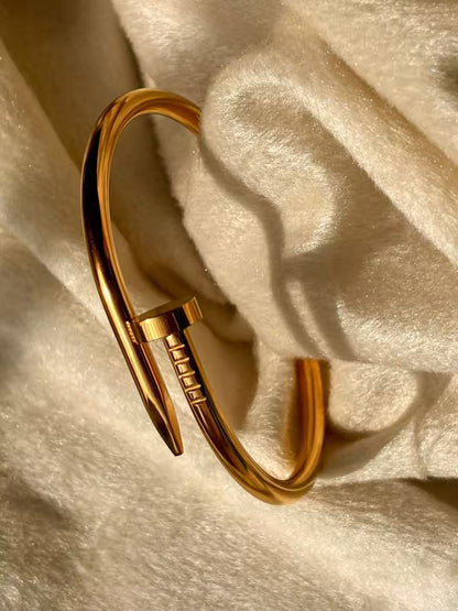 Nail Bracelet Bangle - 22k Gold Plated