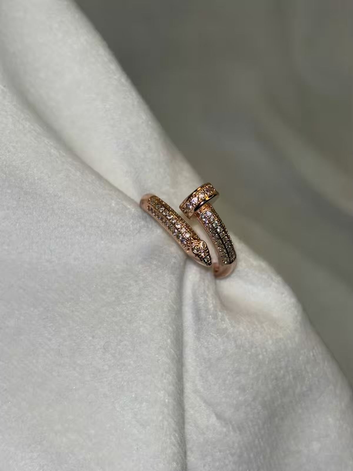 Nail Studded Adjustable Ring ( Rose Gold )