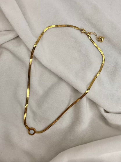 Gold Snake White Roman Necklace ( Gold Plated )