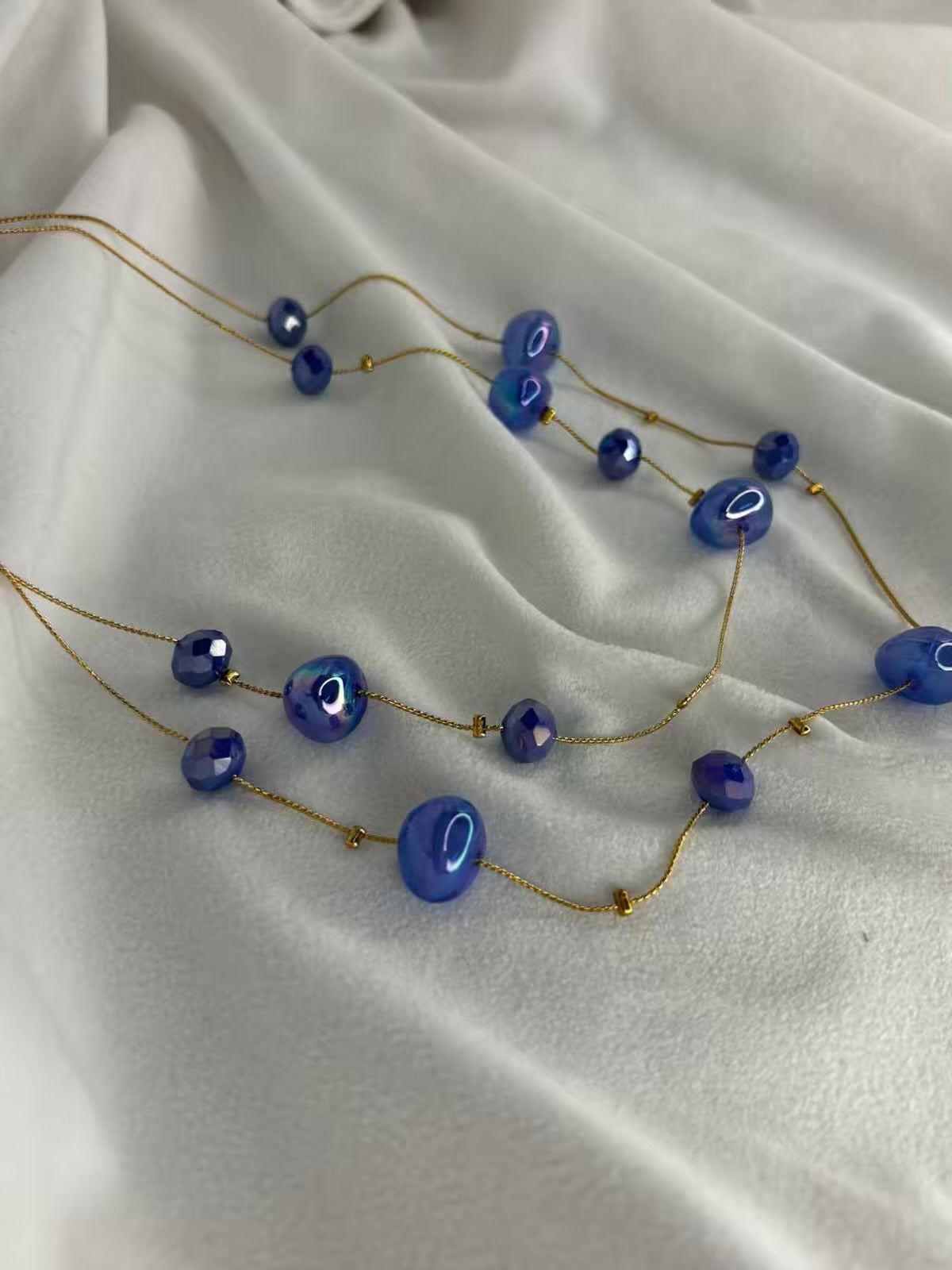 Blue Pearly Premium Layered Necklace