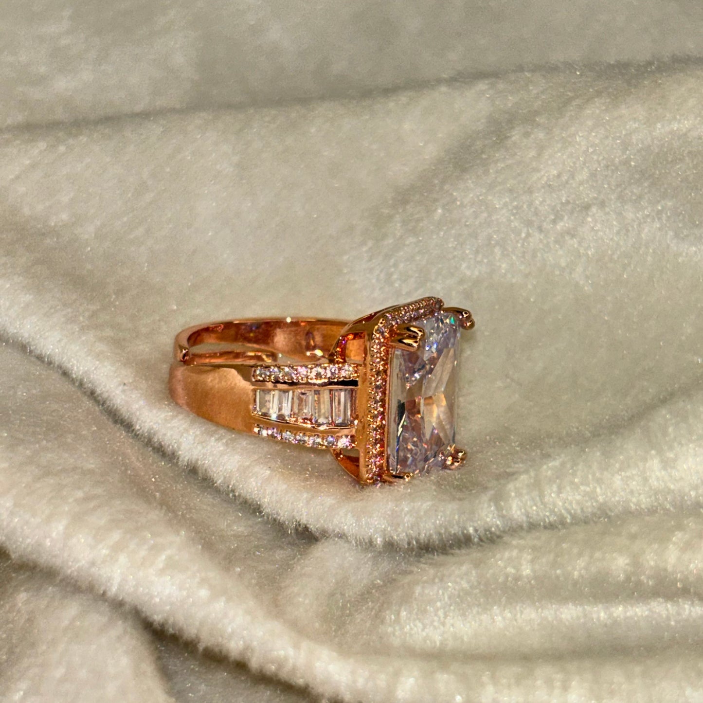 Rose Gold Solitaire Ring - Adjustable