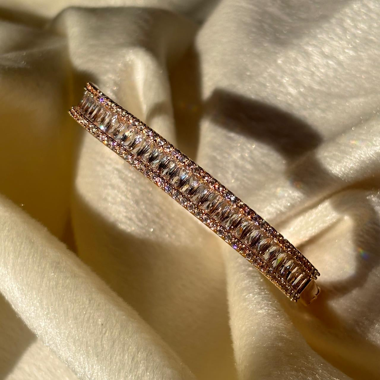 Loaded Diamonds Bracelet Tennis Bangle - 18k Gold Plated