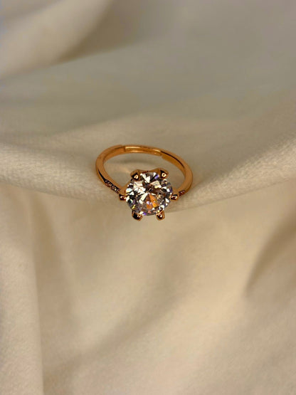 Round V Solitaire Ring( Rose Gold )Adjustable