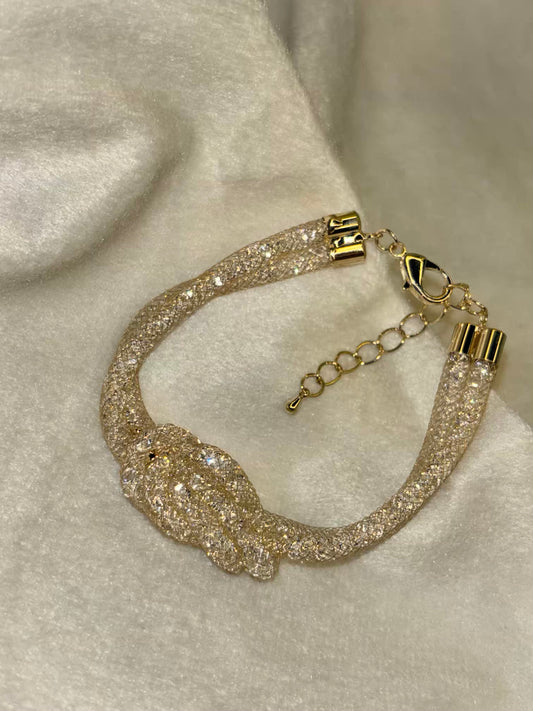 Loaded Diamonds Wired Net Bracelet Knots - Gold