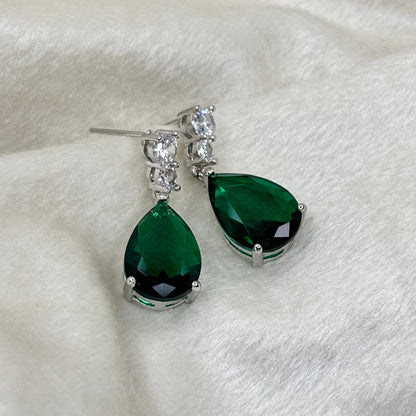 Green Emerald Drop Earrings