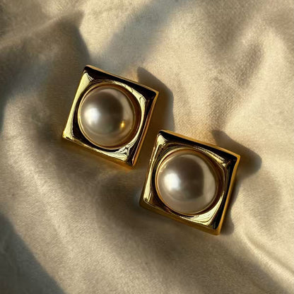 Pearl Earrings Studs - 22k Gold Plated