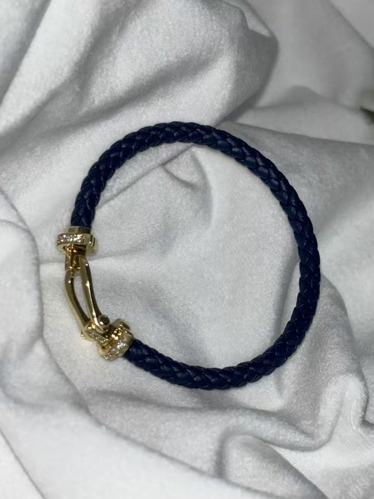 Navy Blue Belt Leather Bracelet