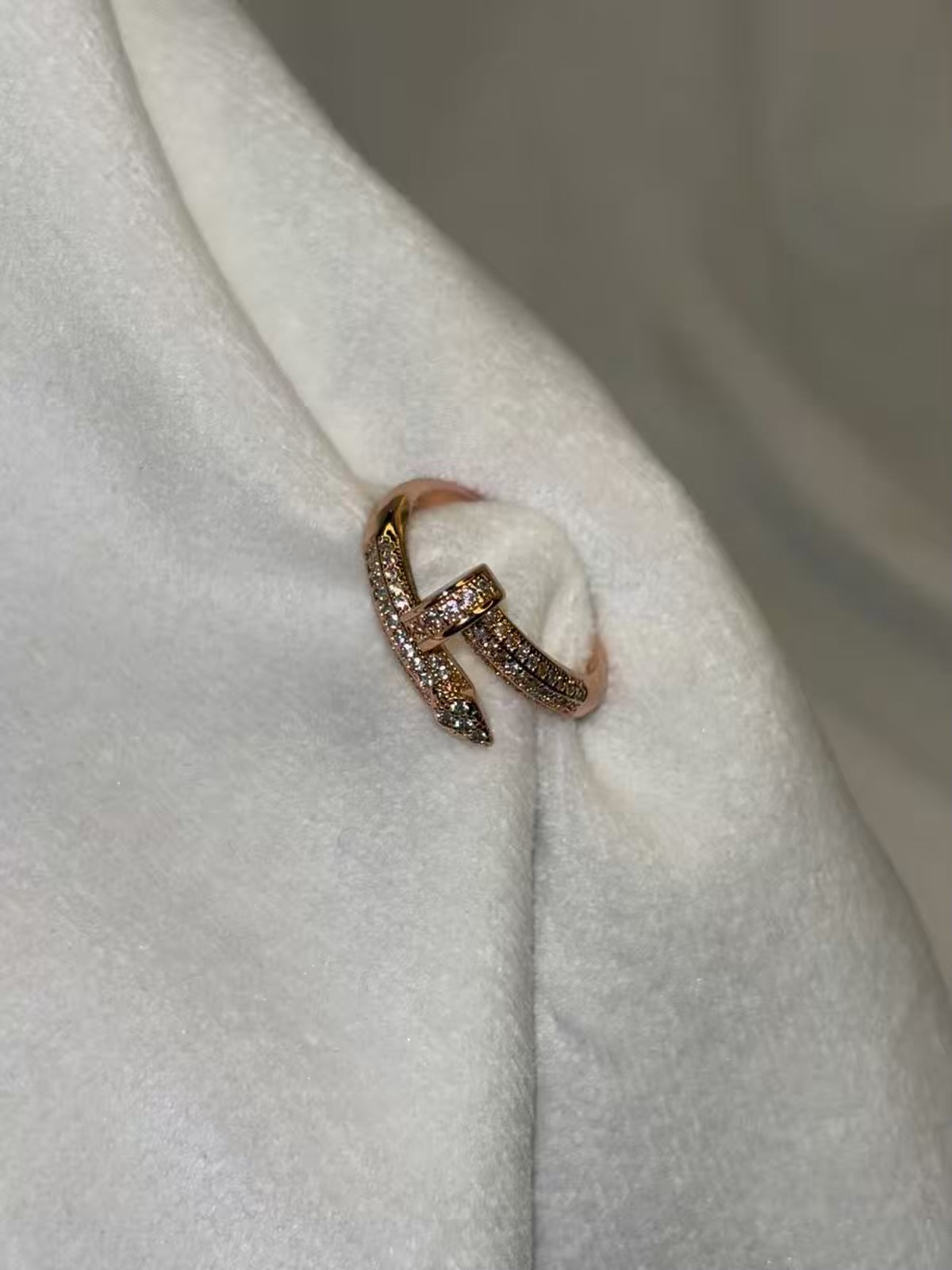 Nail Studded Adjustable Ring ( Rose Gold )