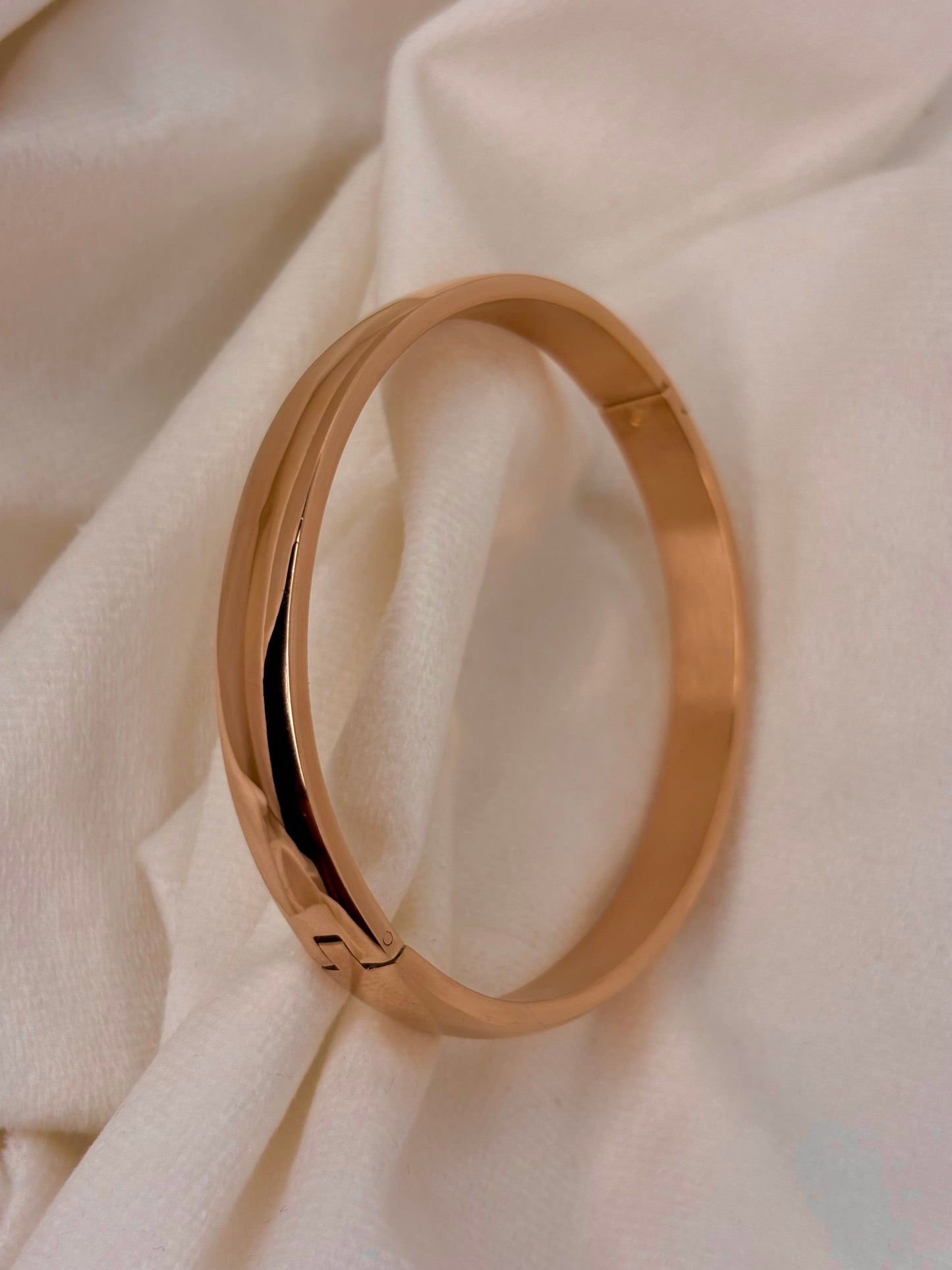 Simple Men Women Oval Rose Gold Bangle Bracelet 2.8