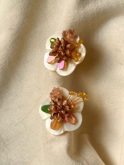 Delicate Flower Earrings Studs - Gold Plated