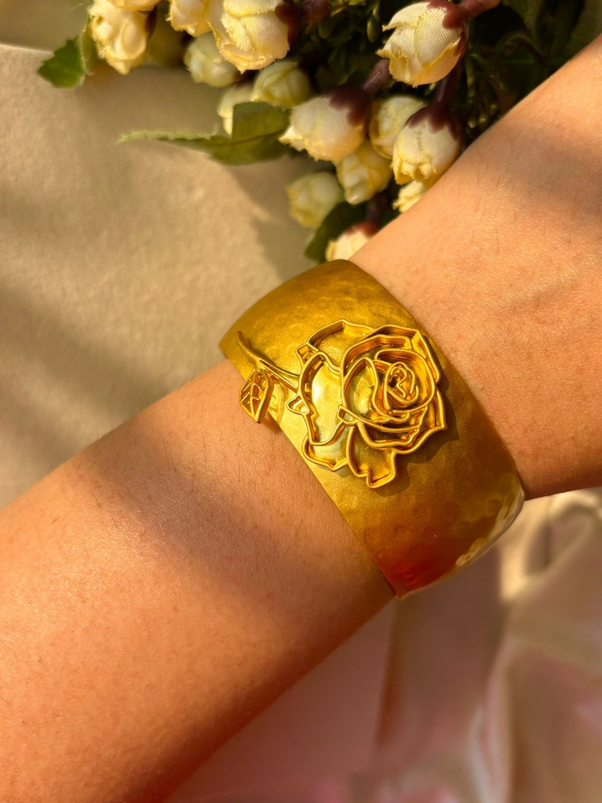 Rhea Rosy Bracelet Bangle - 22k Matte Gold Plated