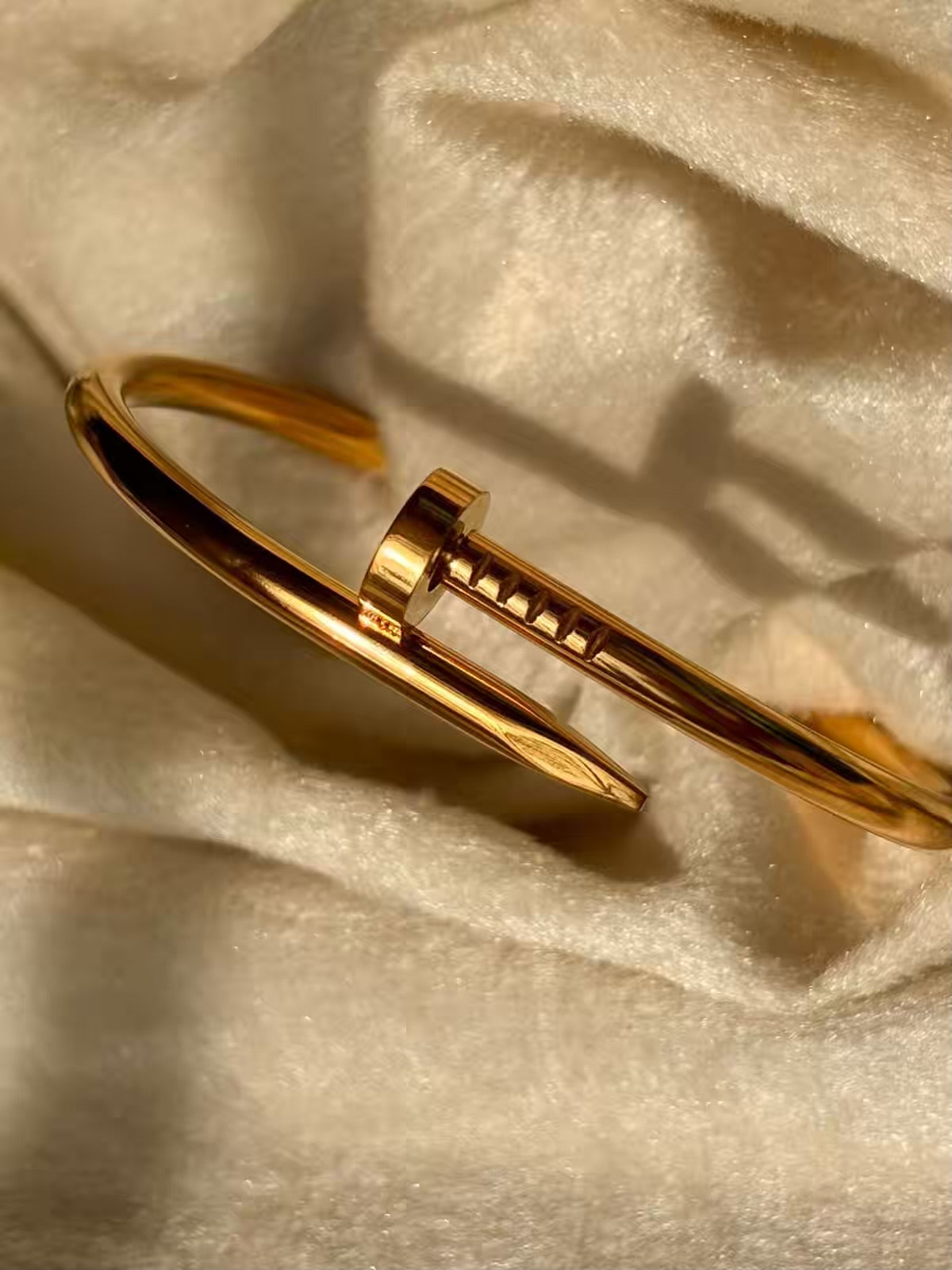 Nail Bracelet Bangle - 22k Gold Plated