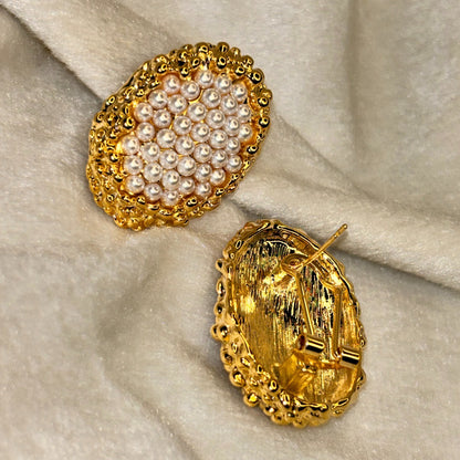 Golden Pearl Stud Earrings