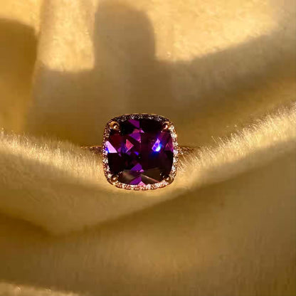 Amethyst Purple /Studded Ring ( Rose Gold)