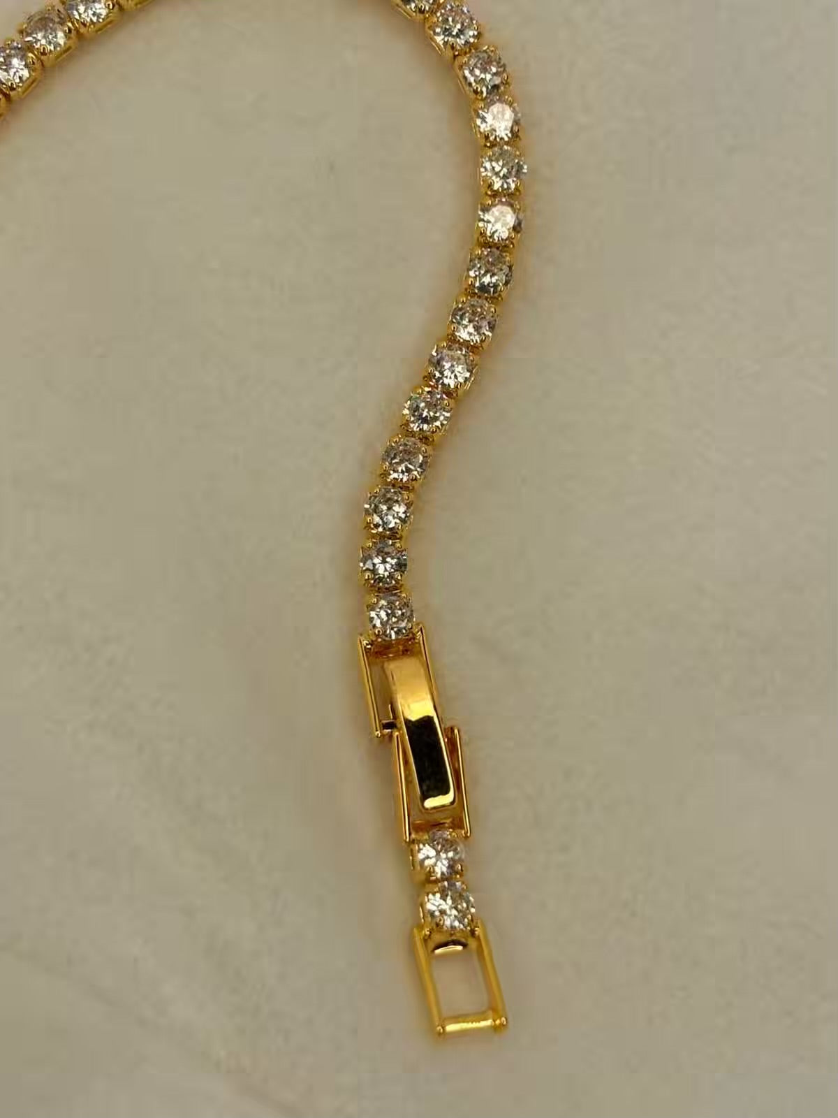 Shining Solitaire Diamonds Tennis Bracelet - Gold Colour ( Unisex )