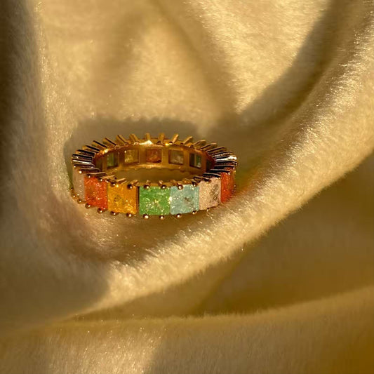 Multicoloured Milky Stones Ring