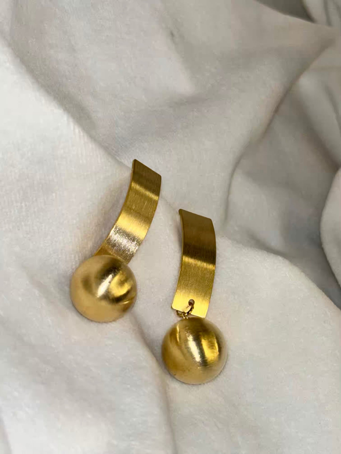 Matte Ball Earrings Studs - Gold Plated