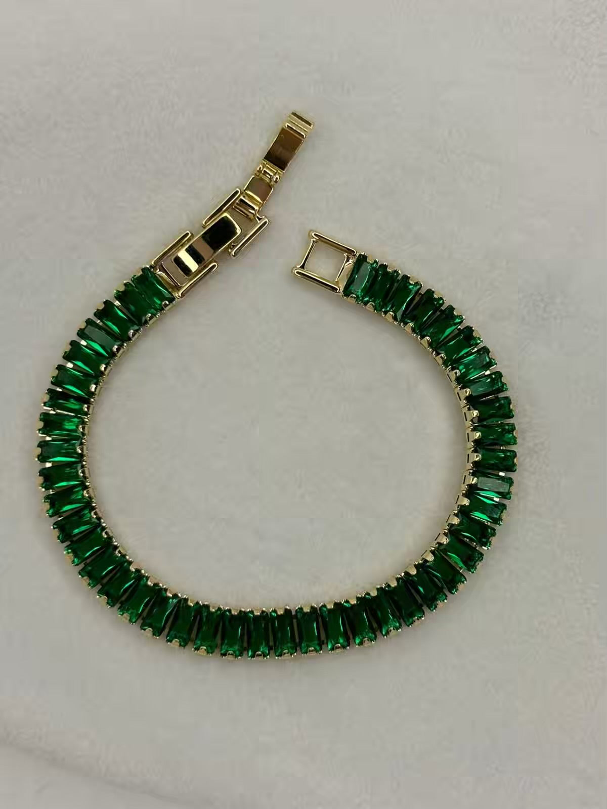 Emerald Green Diamonds Tennis Bracelet - ( Unisex )